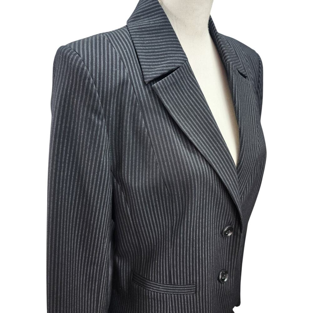NWT Rafaella Blazer Women 10 Black Strip Lined Career Office Stretch Suit Jacket - Picture 5 of 11